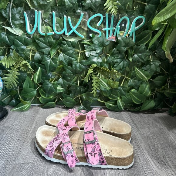 Birkenstock papillio Sandals Pink Butterfly Print blue size 38 Narrow L7 - Picture 4 of 9